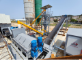 Flat type mixing plant with double shaft for aggregate cement 